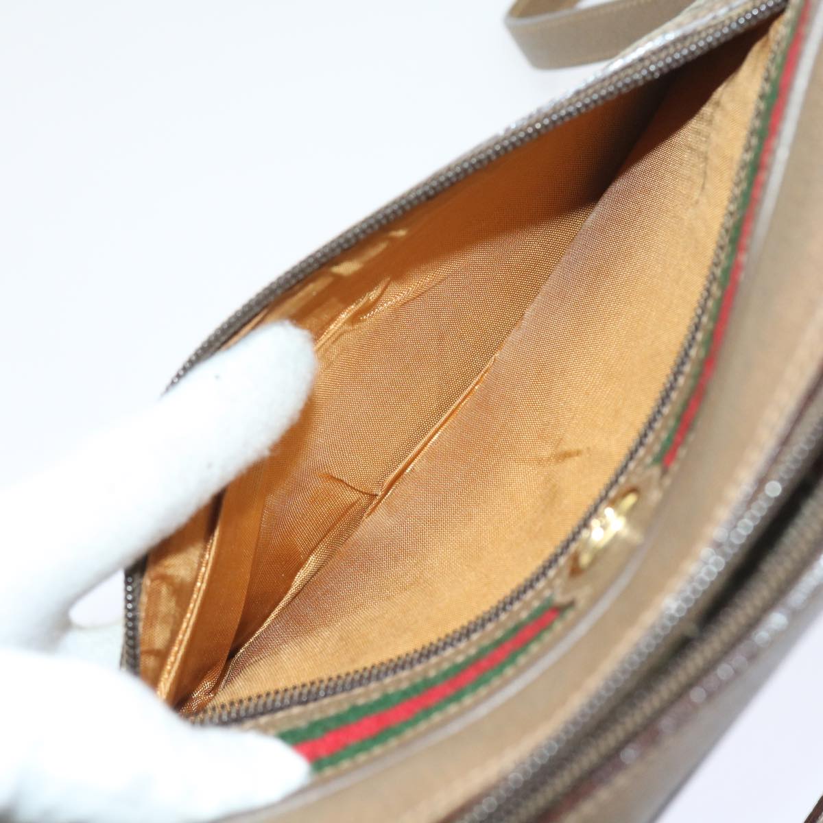 GUCCI GG Supreme Web Sherry Line Shoulder Bag Beige Red 56 02 087 yk9330