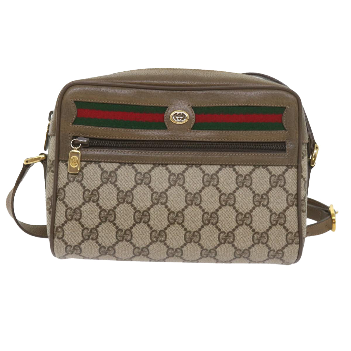 GUCCI GG Supreme Web Sherry Line Shoulder Bag Beige Red 56 02 087 yk9330
