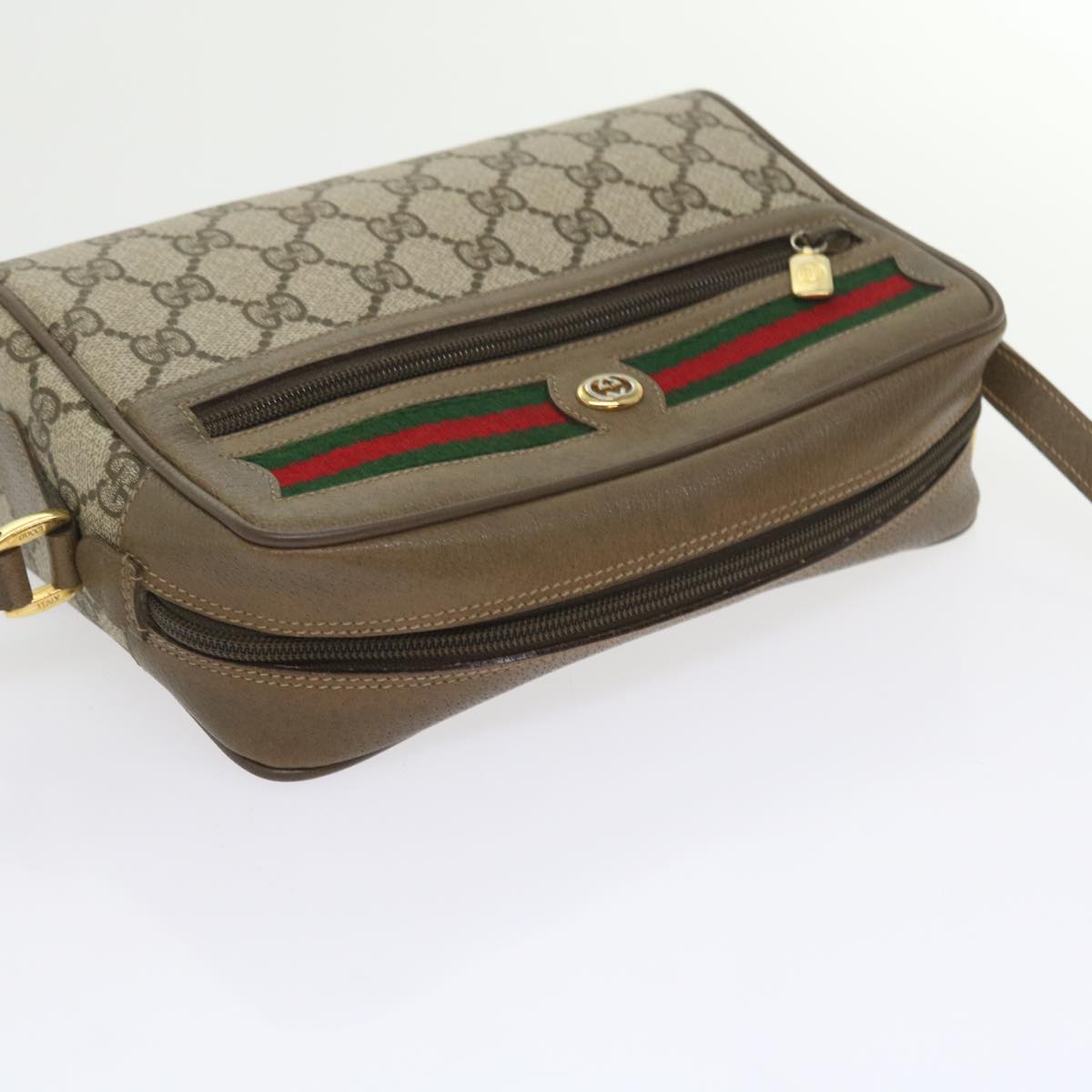 GUCCI GG Supreme Web Sherry Line Shoulder Bag Beige Red 56 02 087 yk9330