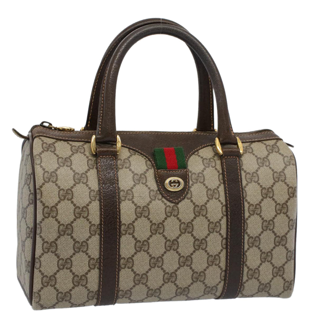 GUCCI GG Supreme Web Sherry Line Boston Bag Beige Red 40 02 006 yk9333