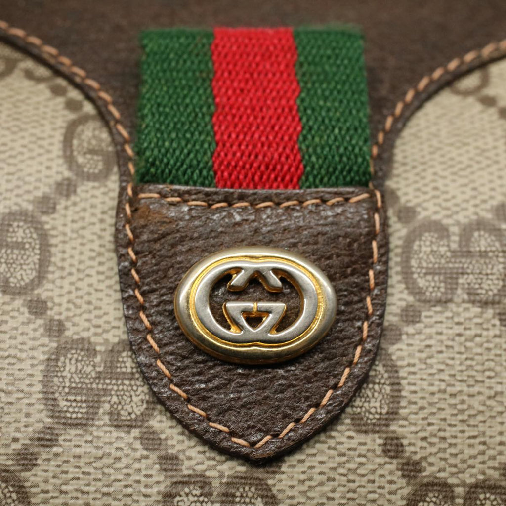 GUCCI GG Supreme Web Sherry Line Boston Bag Beige Red 40 02 006 yk9333