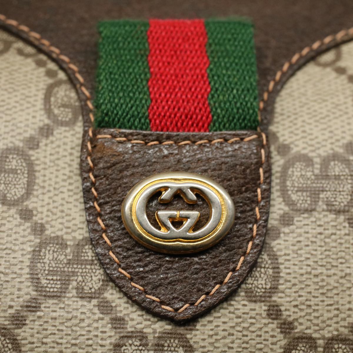 GUCCI GG Supreme Web Sherry Line Boston Bag Beige Red 40 02 006 yk9333