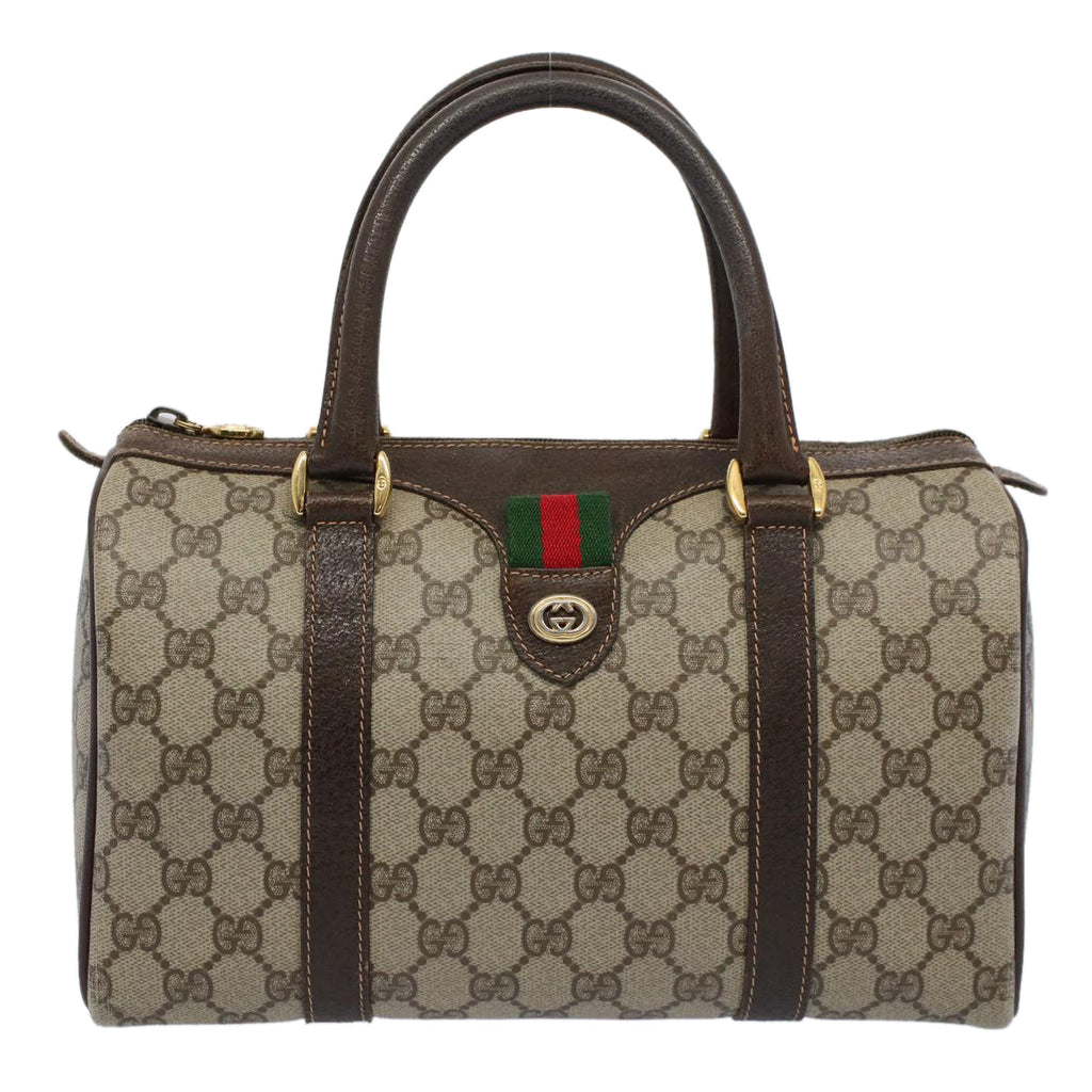 GUCCI GG Supreme Web Sherry Line Boston Bag Beige Red 40 02 006 yk9333