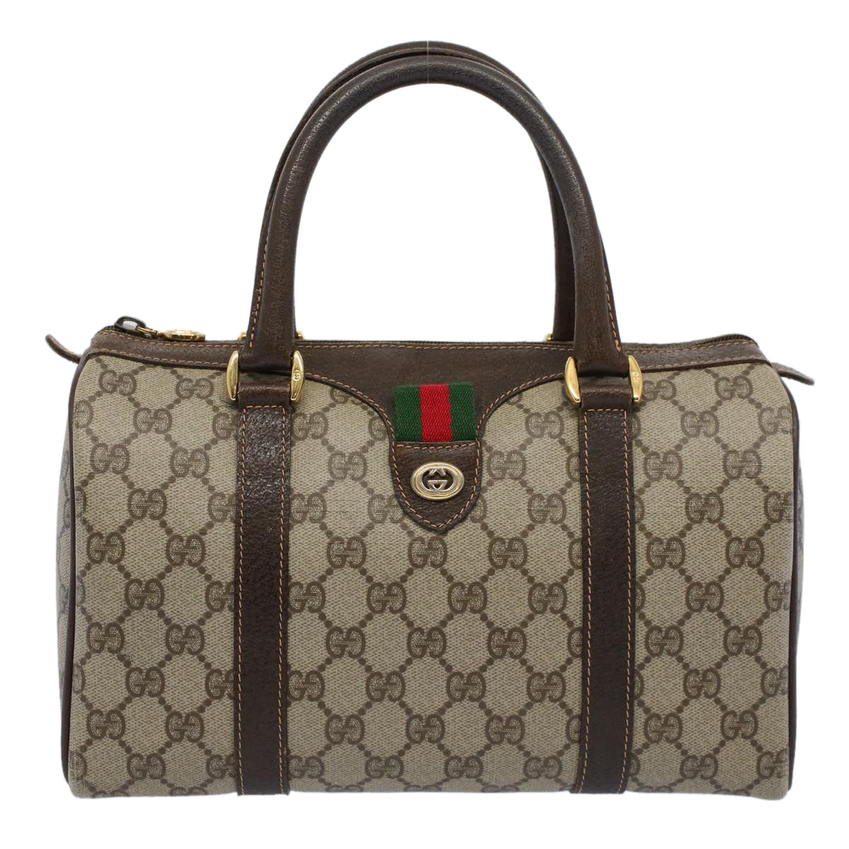 GUCCI GG Supreme Web Sherry Line Boston Bag Beige Red 40 02 006 yk9333
