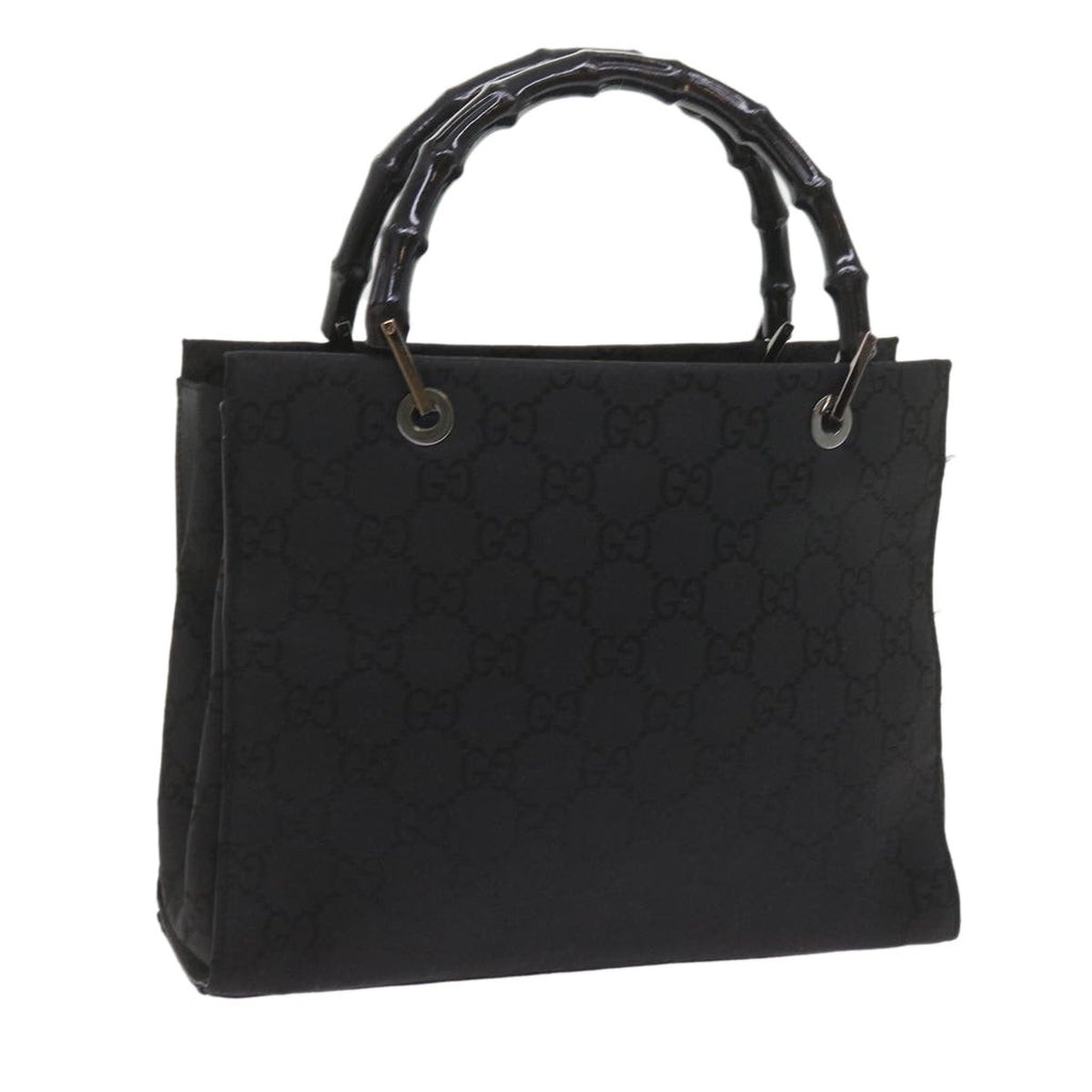 GUCCI GG Canvas Bamboo Hand Bag Black 002 1016 yk9356