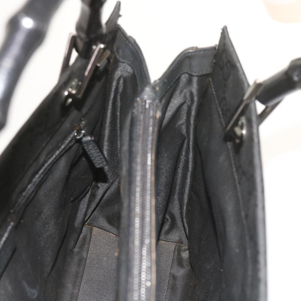 GUCCI GG Canvas Bamboo Hand Bag Black 002 1016 yk9356
