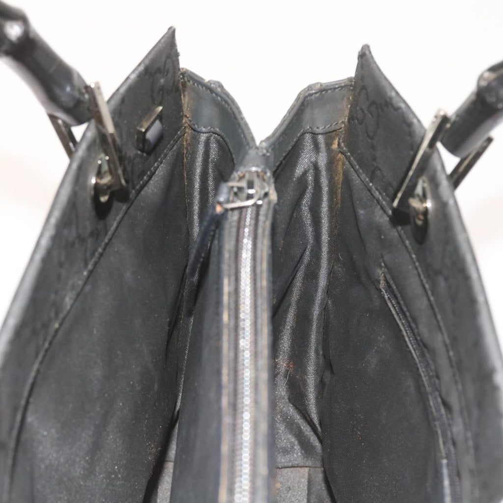 GUCCI GG Canvas Bamboo Hand Bag Black 002 1016 yk9356