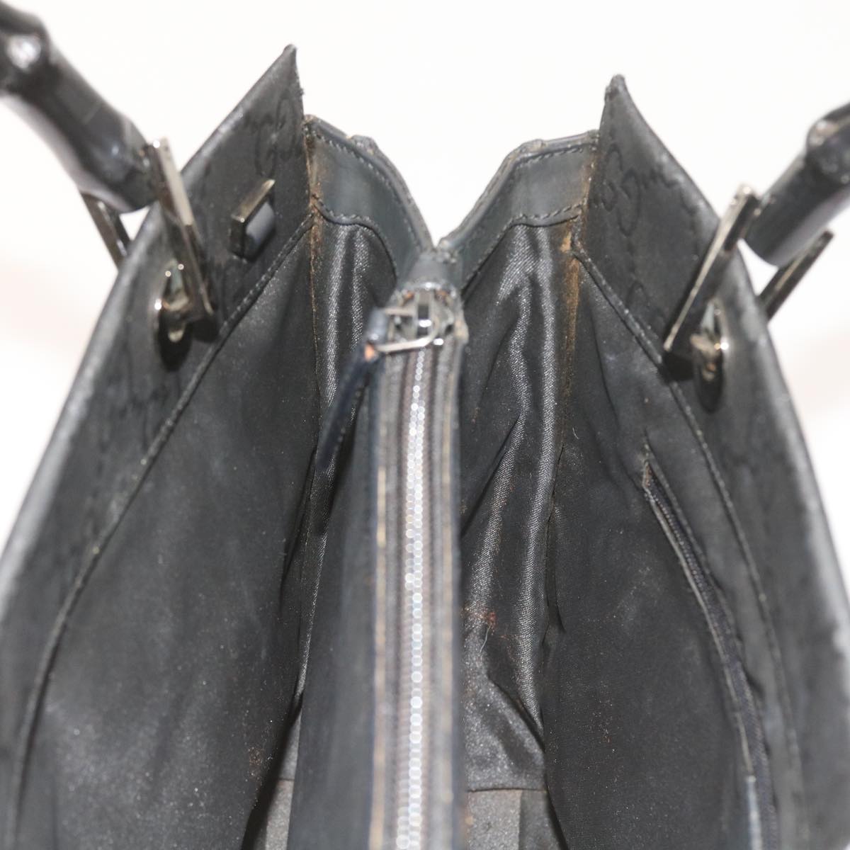 GUCCI GG Canvas Bamboo Hand Bag Black 002 1016 yk9356