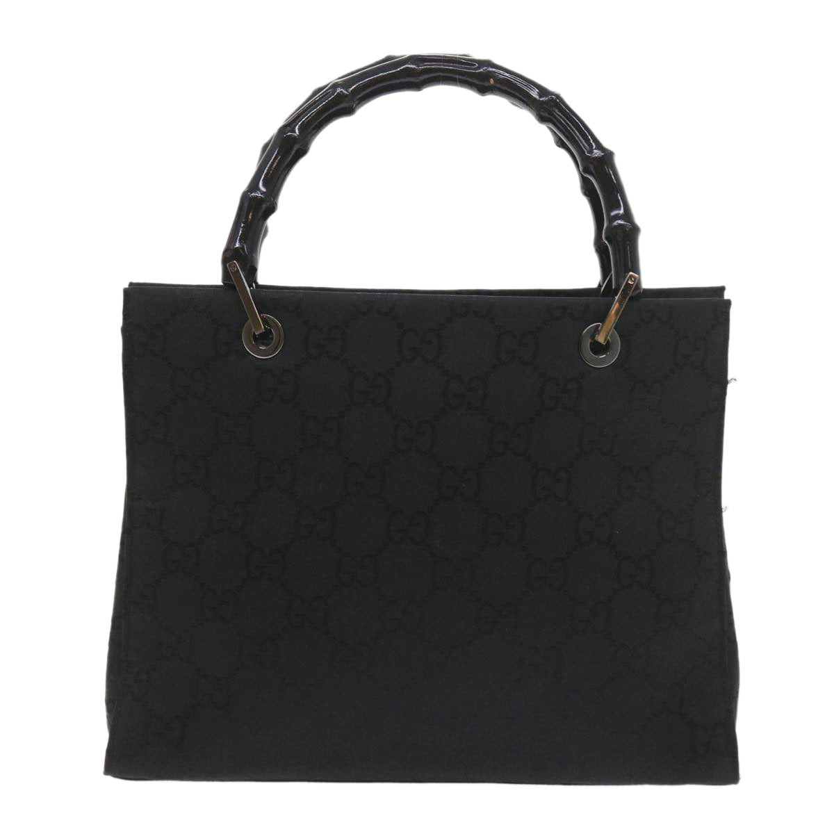 GUCCI GG Canvas Bamboo Hand Bag Black 002 1016 yk9356
