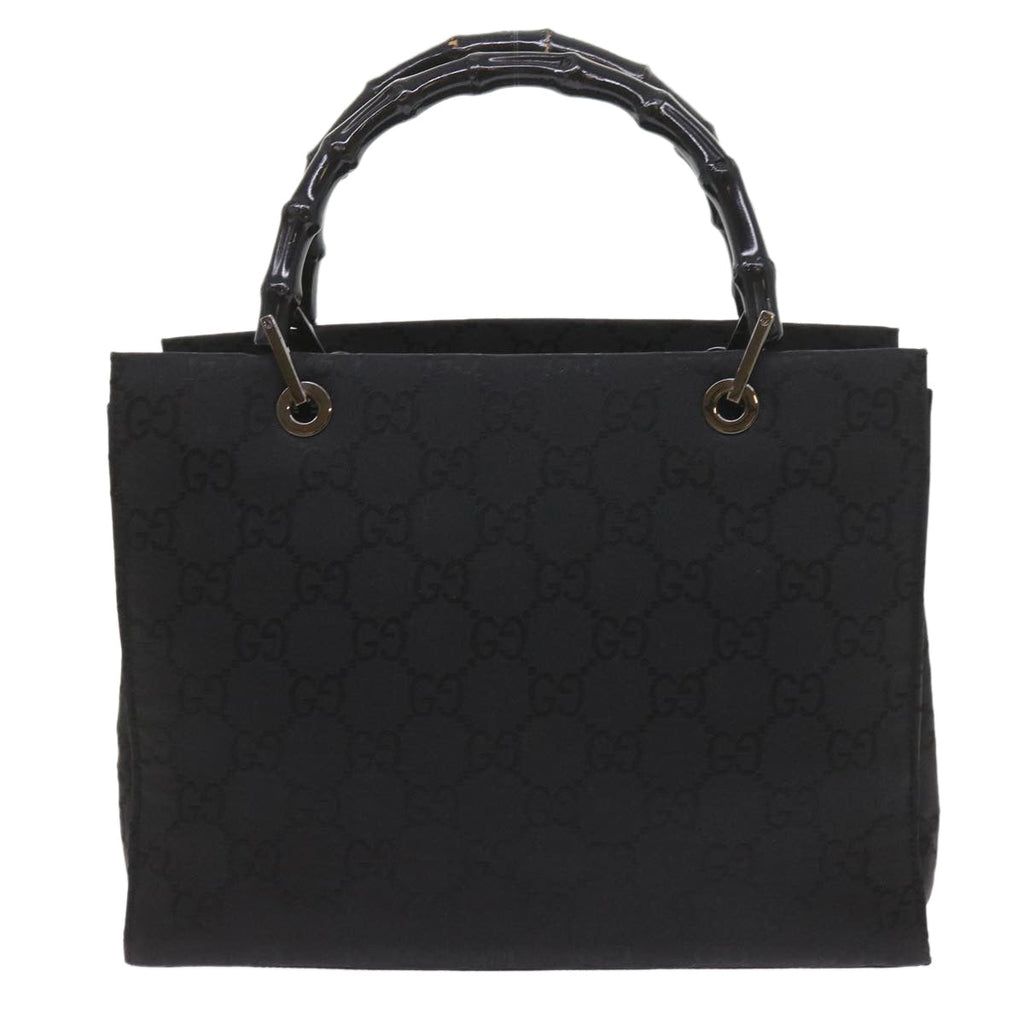 GUCCI GG Canvas Bamboo Hand Bag Black 002 1016 yk9356