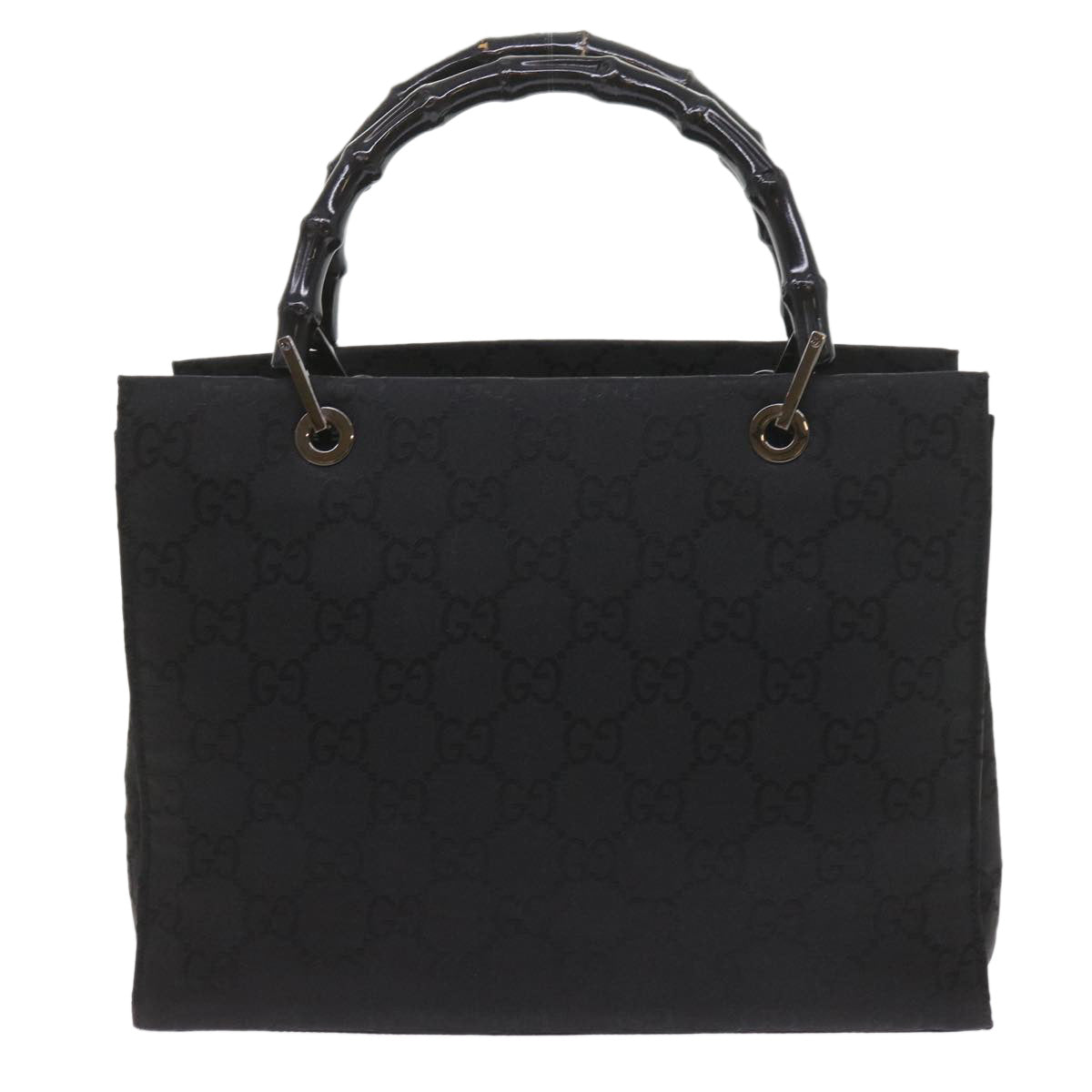 GUCCI GG Canvas Bamboo Hand Bag Black 002 1016 yk9356