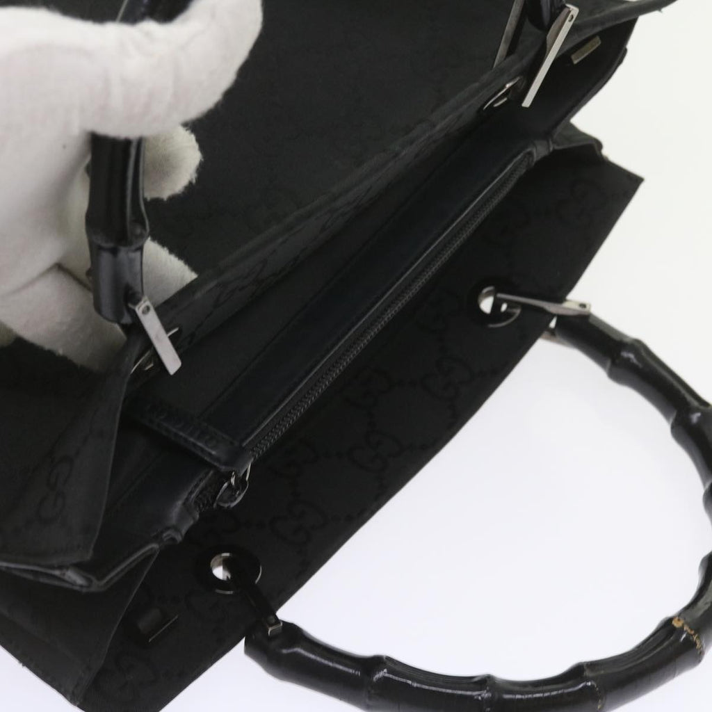 GUCCI GG Canvas Bamboo Hand Bag Black 002 1016 yk9356
