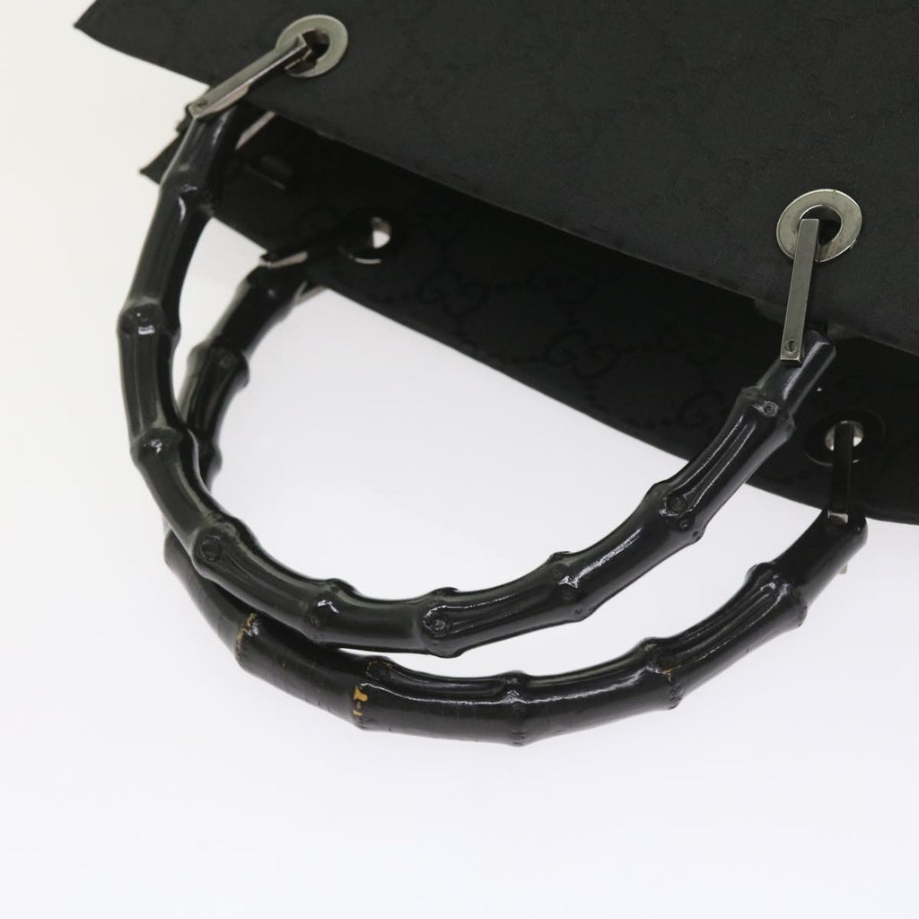 GUCCI GG Canvas Bamboo Hand Bag Black 002 1016 yk9356