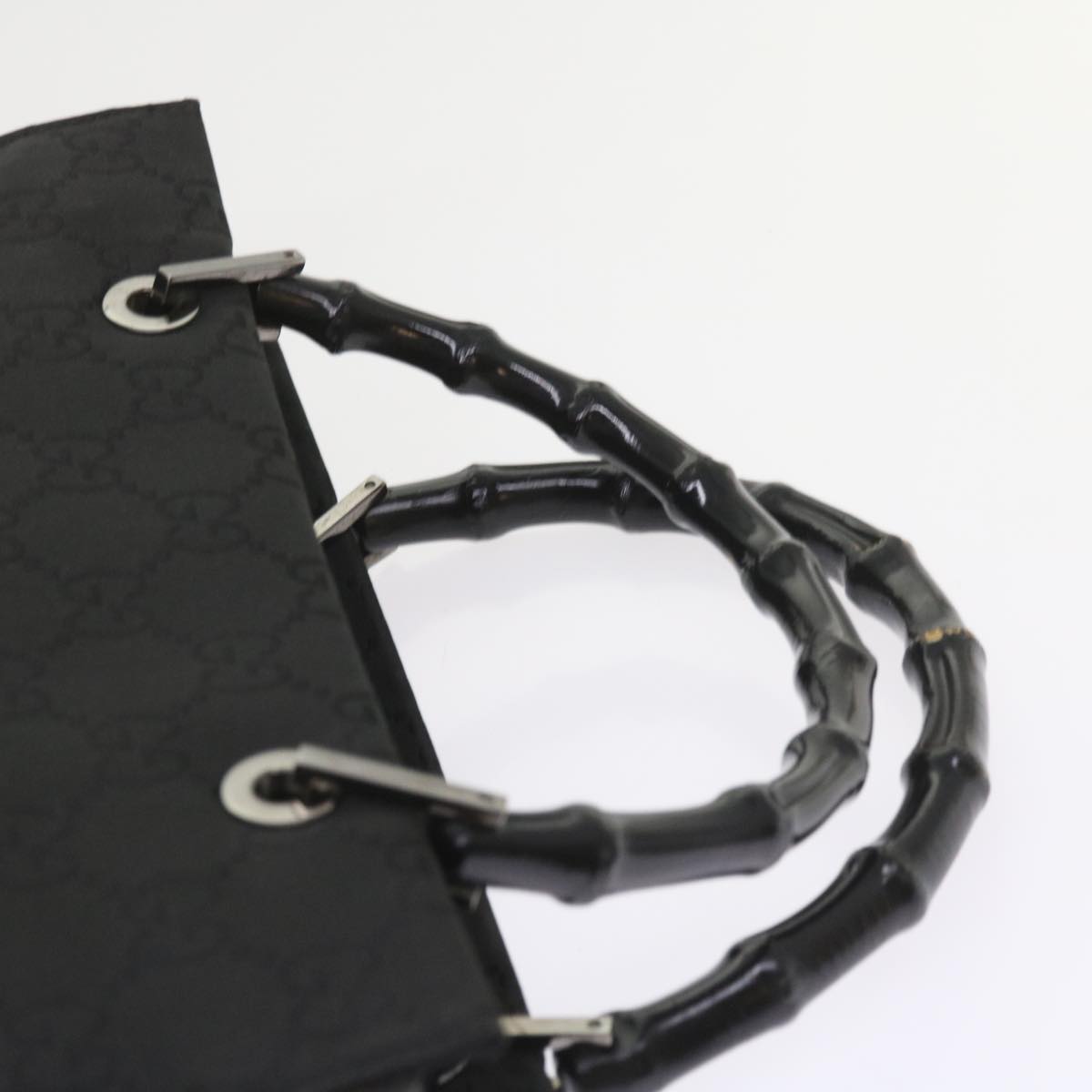 GUCCI GG Canvas Bamboo Hand Bag Black 002 1016 yk9356