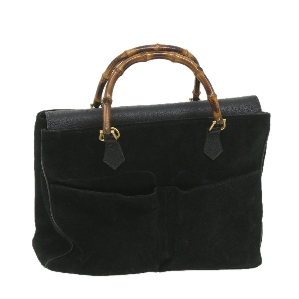 GUCCI Bamboo Hand Bag Suede Black 002 123 0322 yk9370