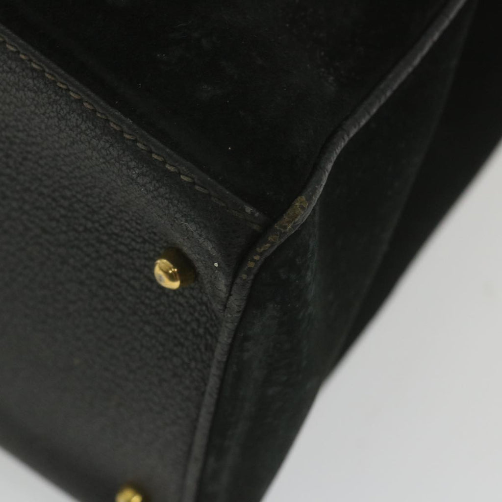 GUCCI Bamboo Hand Bag Suede Black 002 123 0322 yk9370