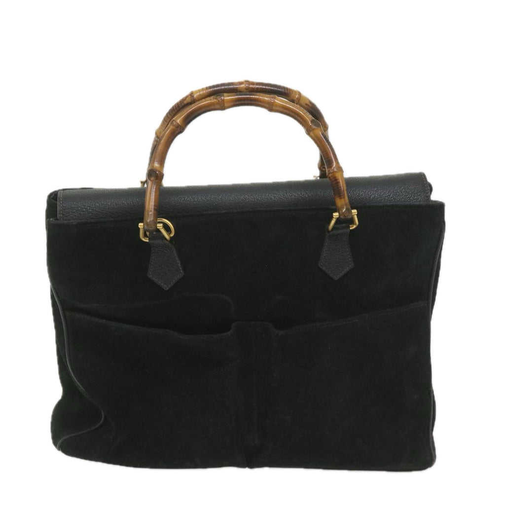 GUCCI Bamboo Hand Bag Suede Black 002 123 0322 yk9370