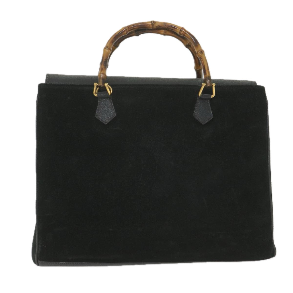 GUCCI Bamboo Hand Bag Suede Black 002 123 0322 yk9370