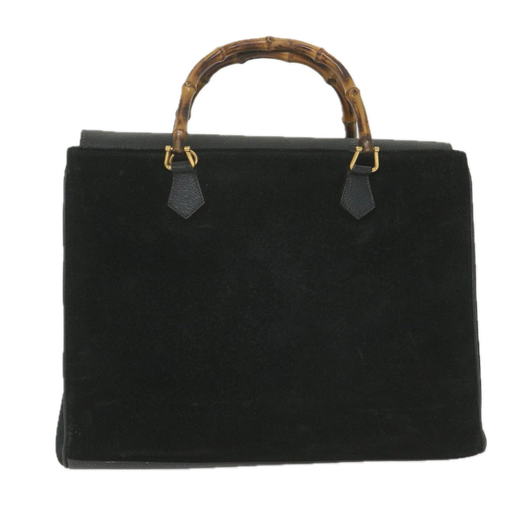 GUCCI Bamboo Hand Bag Suede Black 002 123 0322 yk9370