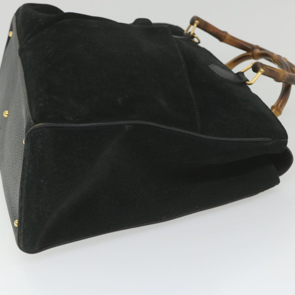 GUCCI Bamboo Hand Bag Suede Black 002 123 0322 yk9370