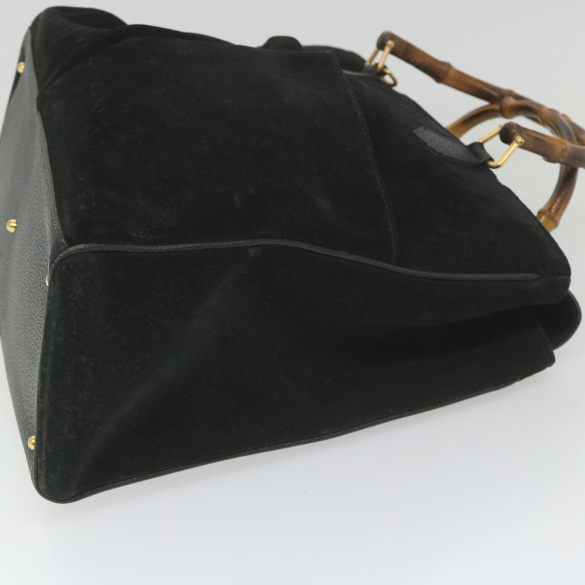 GUCCI Bamboo Hand Bag Suede Black 002 123 0322 yk9370