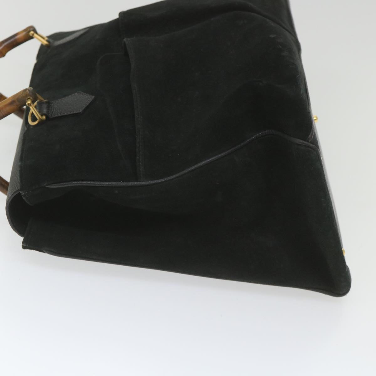 GUCCI Bamboo Hand Bag Suede Black 002 123 0322 yk9370