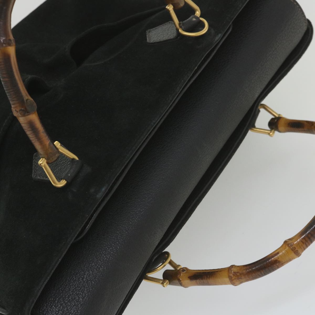 GUCCI Bamboo Hand Bag Suede Black 002 123 0322 yk9370