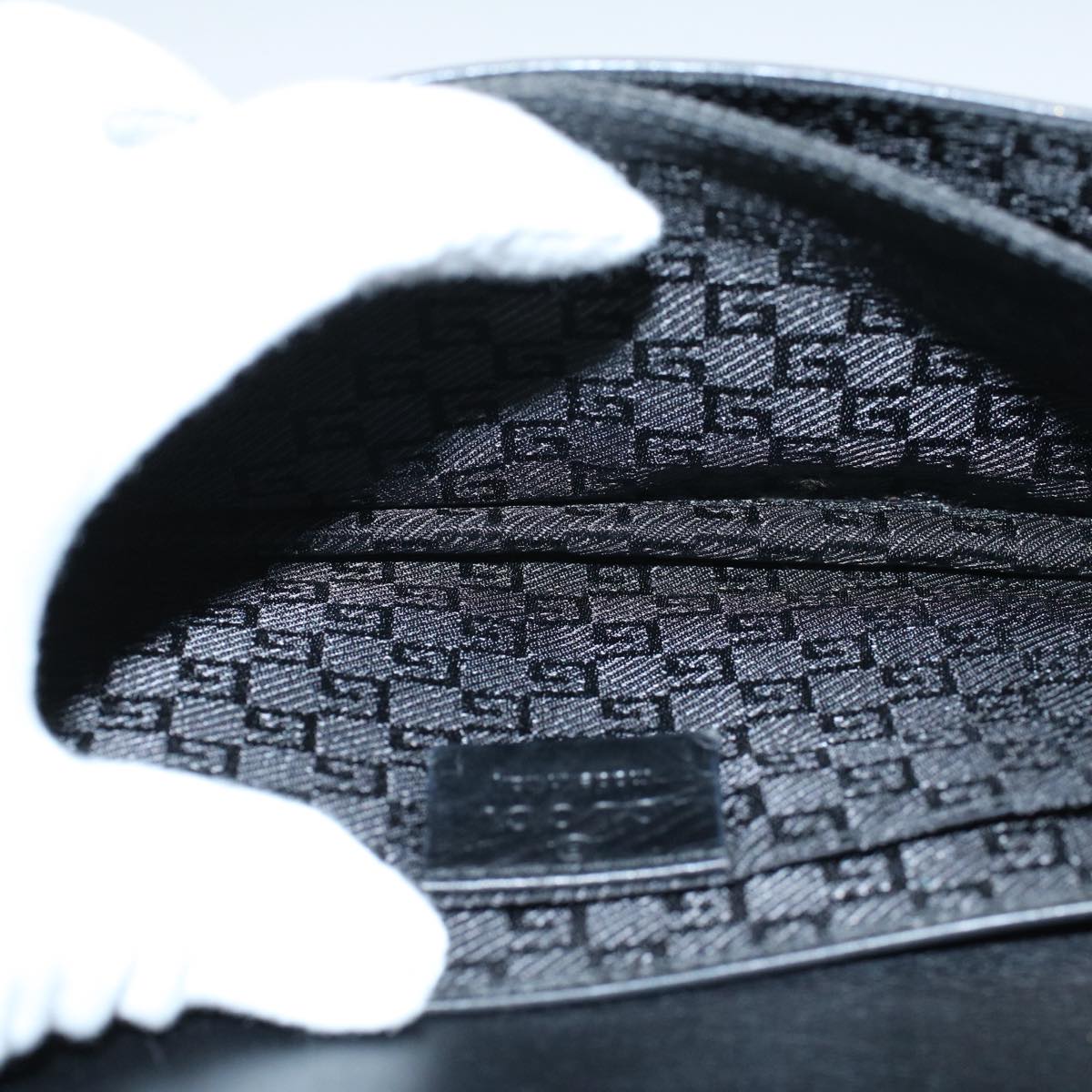 GUCCI Shoulder Bag Leather Black 001 3815 yk9381