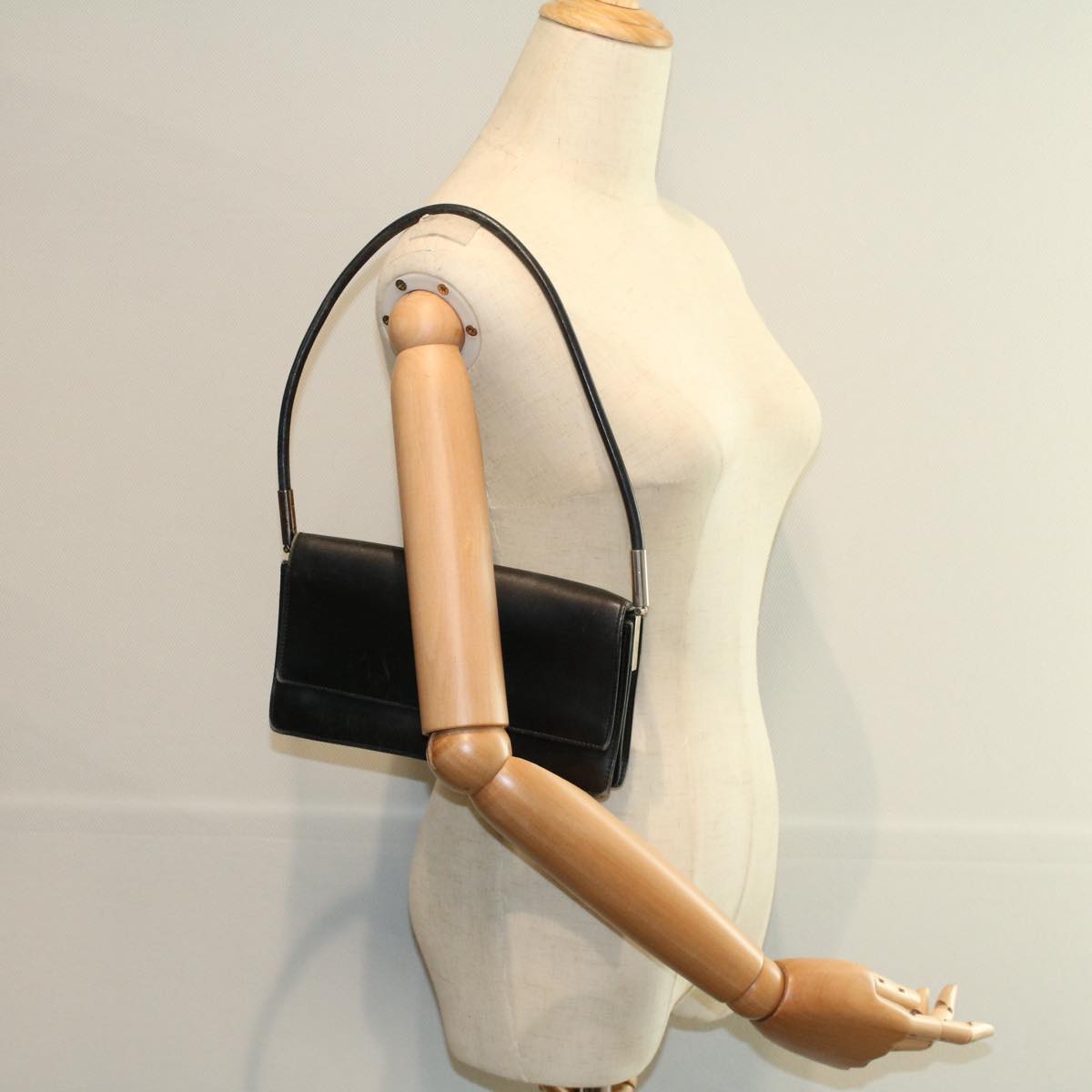 GUCCI Shoulder Bag Leather Black 001 3815 yk9381