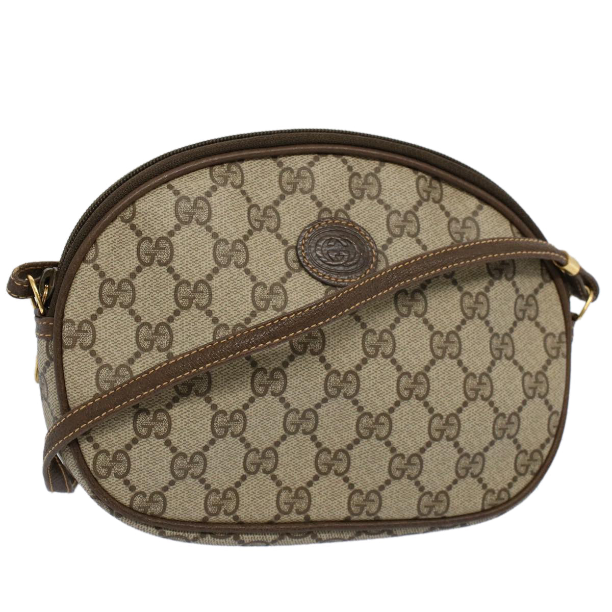 GUCCI GG Supreme Shoulder Bag PVC Leather Beige yk9383