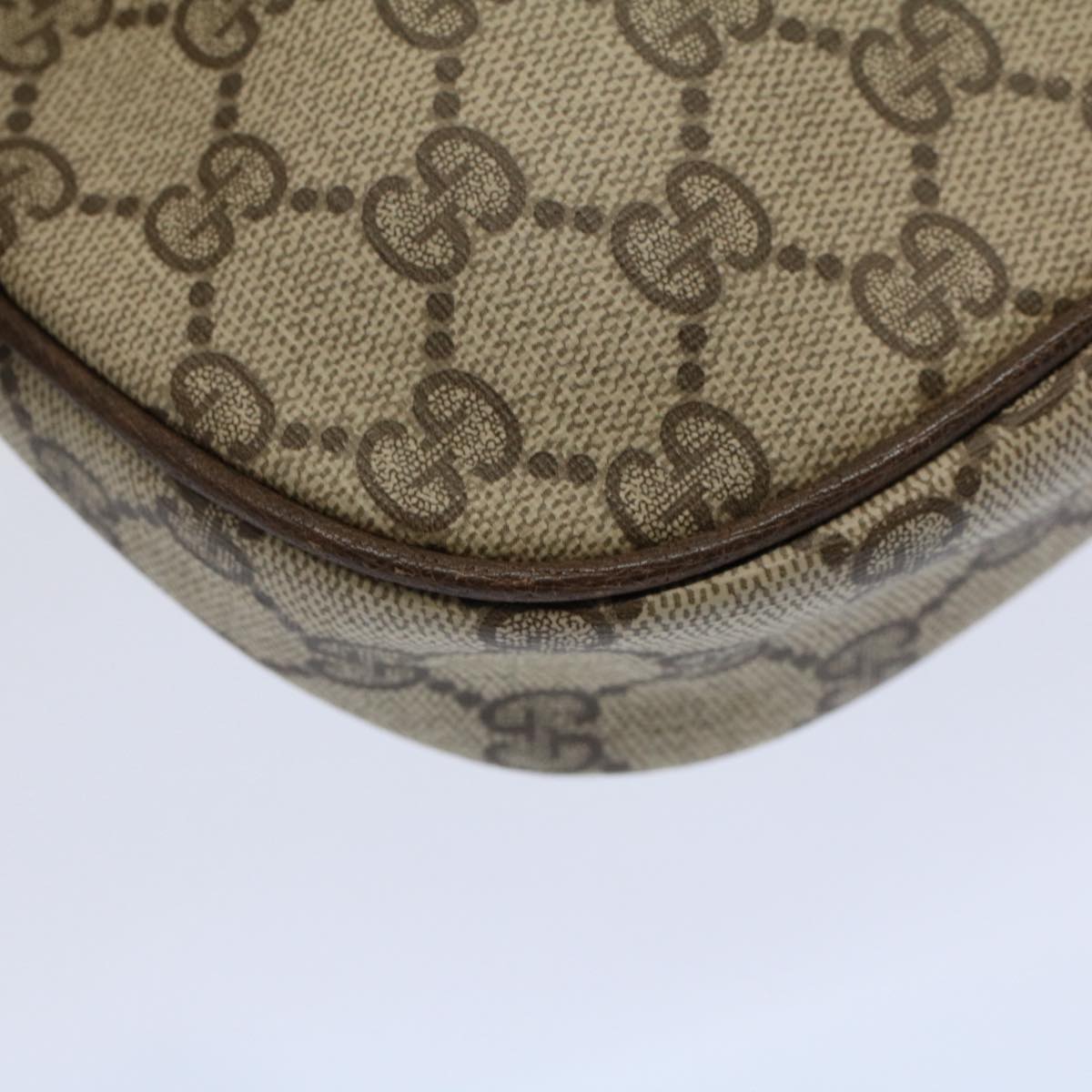GUCCI GG Supreme Shoulder Bag PVC Leather Beige yk9383