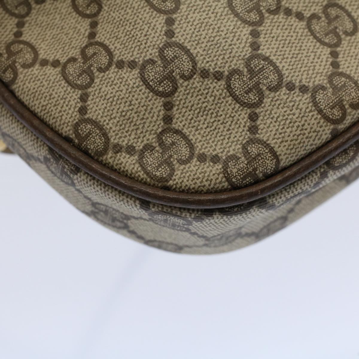 GUCCI GG Supreme Shoulder Bag PVC Leather Beige yk9383