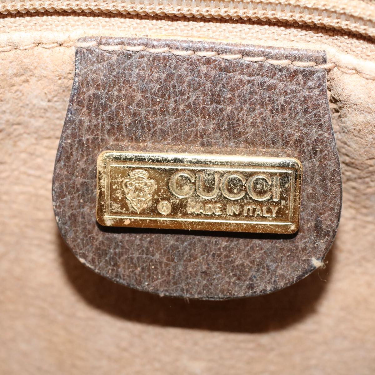 GUCCI GG Supreme Shoulder Bag PVC Leather Beige yk9383