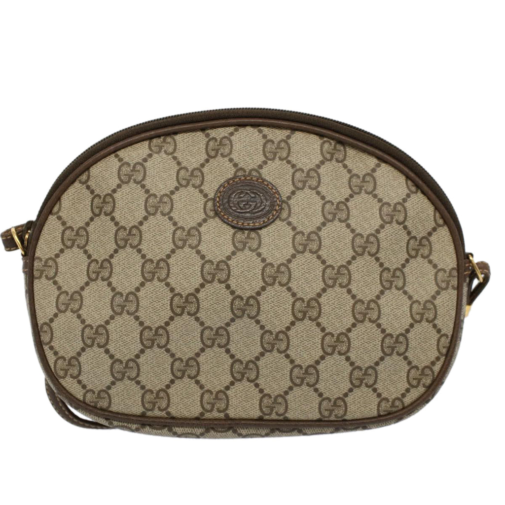 GUCCI GG Supreme Shoulder Bag PVC Leather Beige yk9383