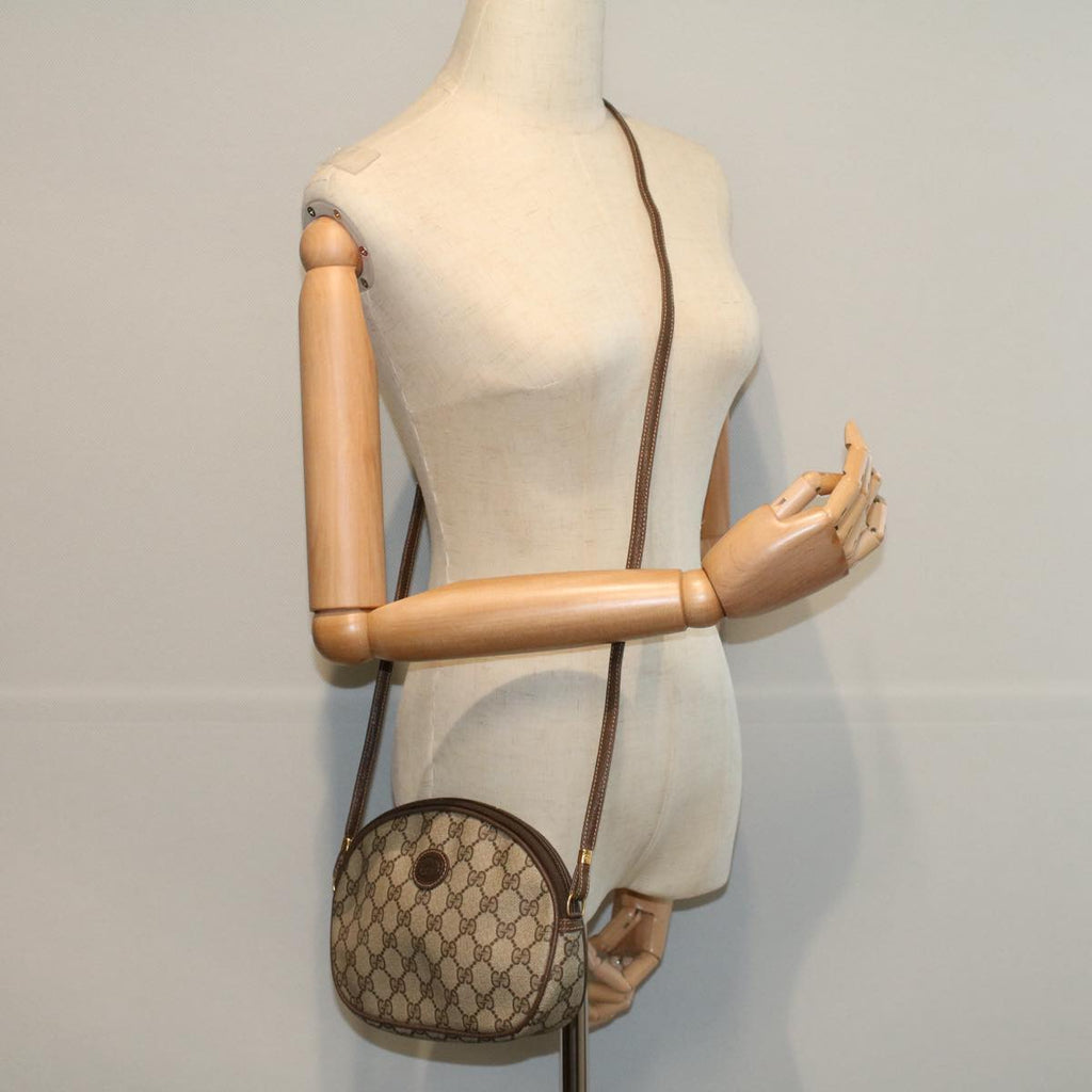 GUCCI GG Supreme Shoulder Bag PVC Leather Beige yk9383