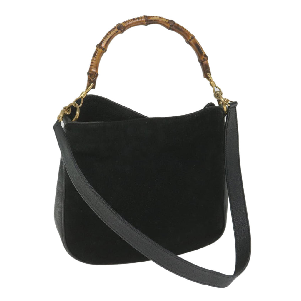 GUCCI Bamboo Shoulder Bag Suede Black 001 1781 1638 yk9409