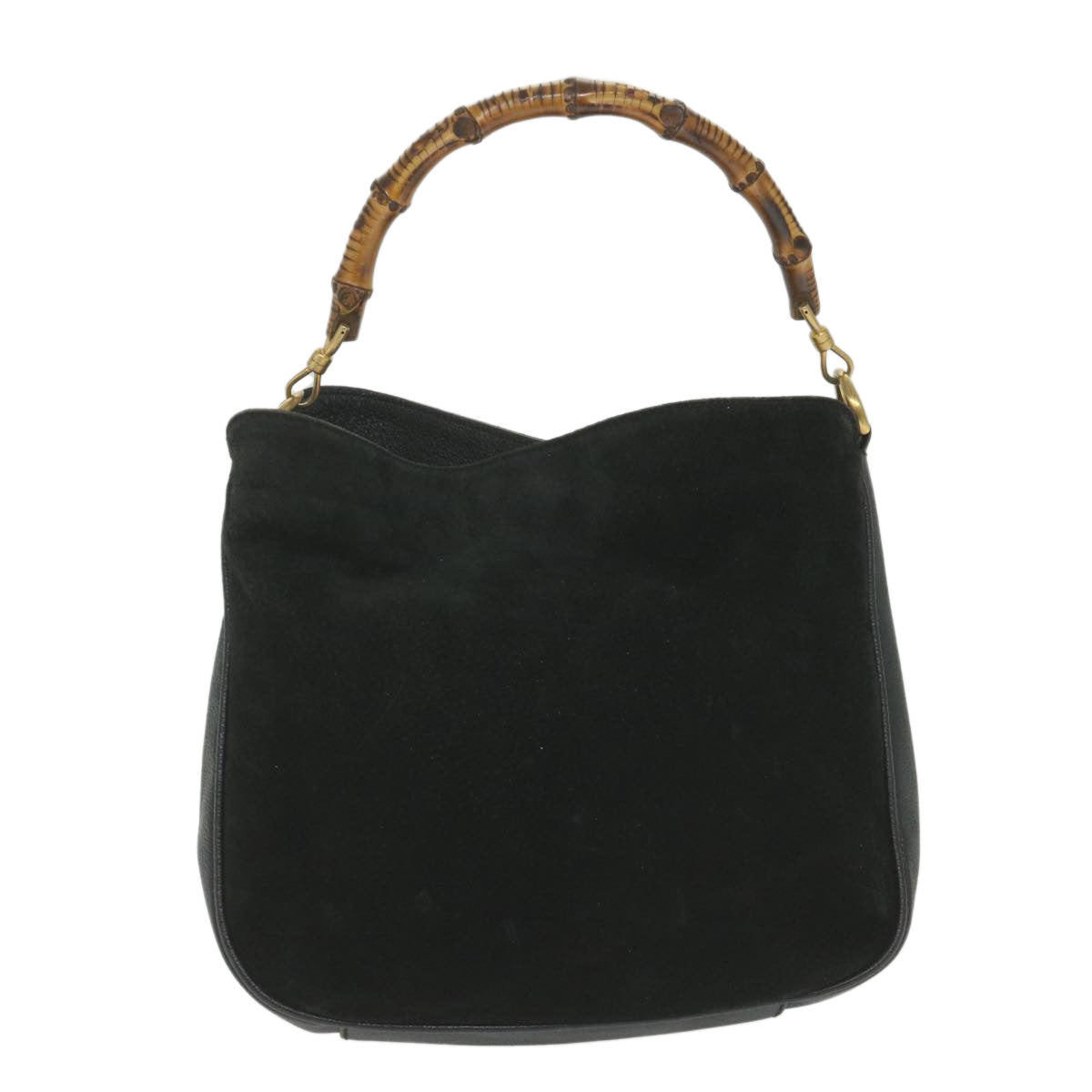 GUCCI Bamboo Shoulder Bag Suede Black 001 1781 1638 yk9409