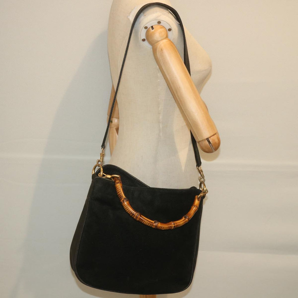 GUCCI Bamboo Shoulder Bag Suede Black 001 1781 1638 yk9409