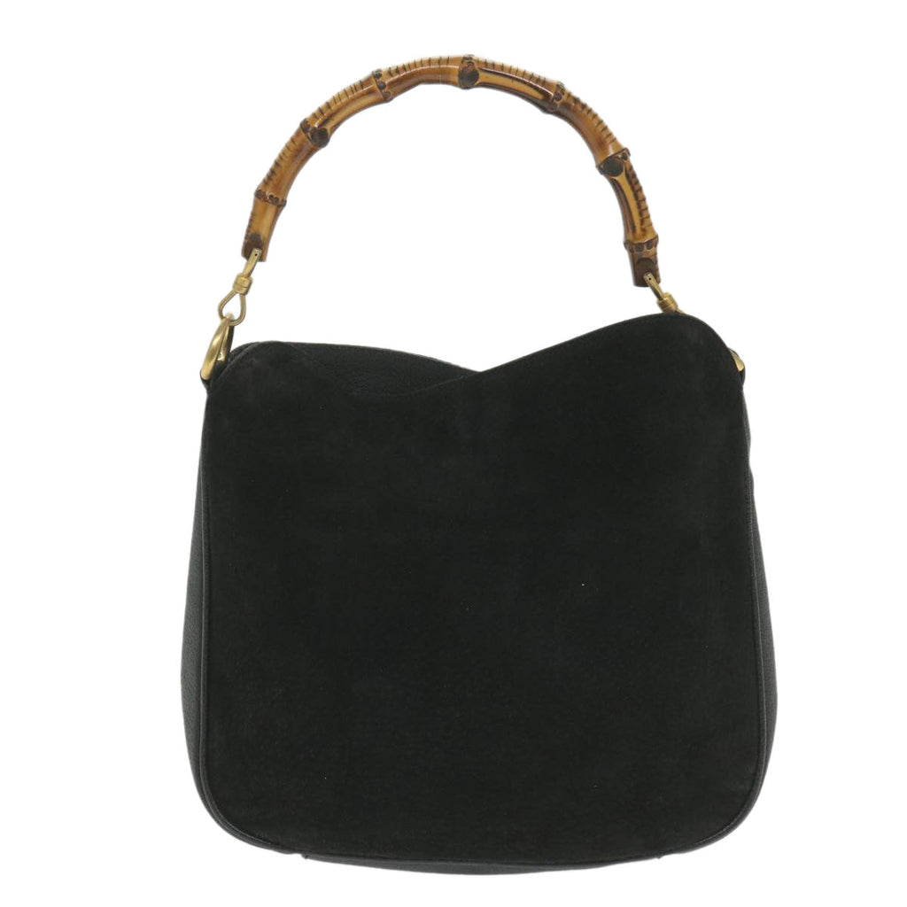GUCCI Bamboo Shoulder Bag Suede Black 001 1781 1638 yk9409