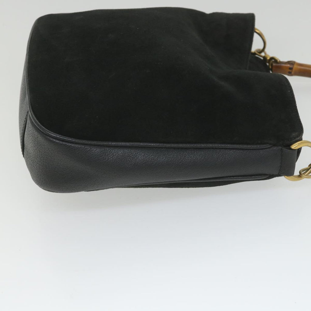 GUCCI Bamboo Shoulder Bag Suede Black 001 1781 1638 yk9409