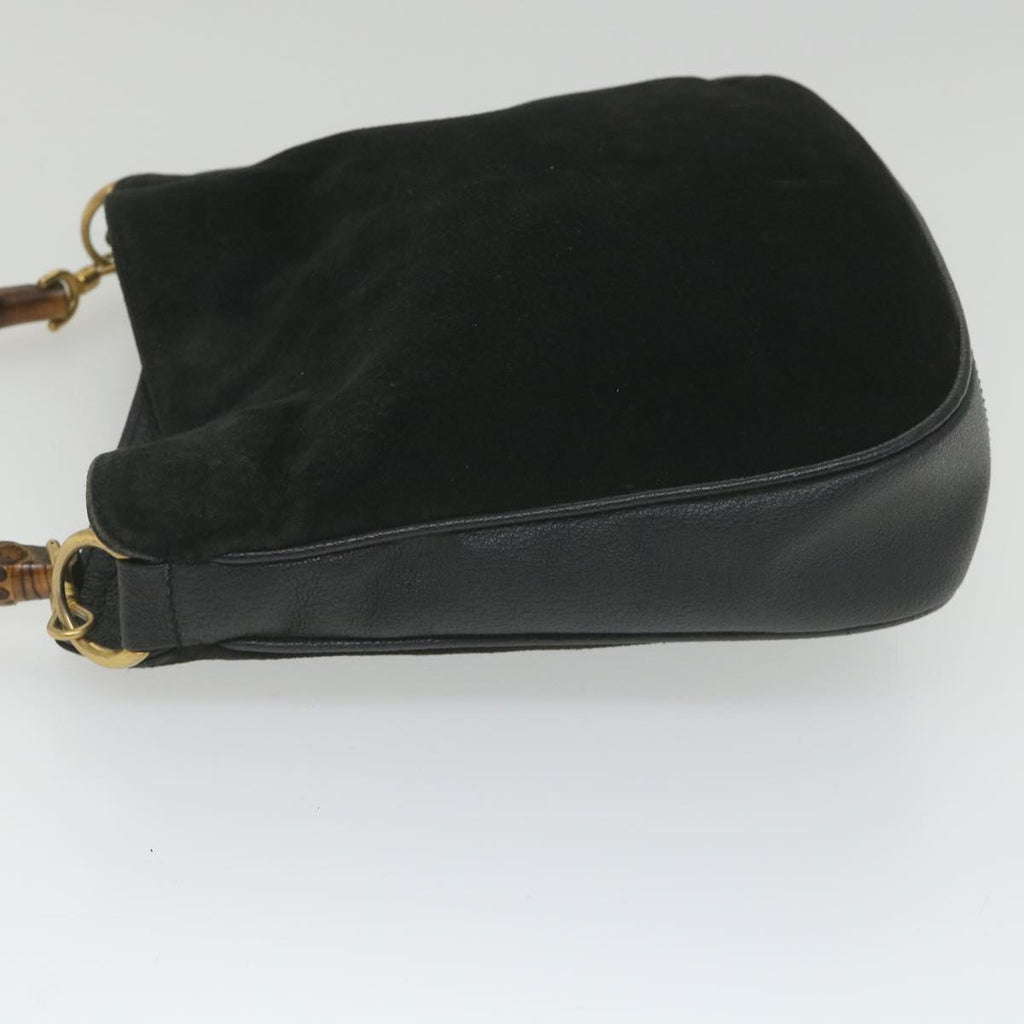 GUCCI Bamboo Shoulder Bag Suede Black 001 1781 1638 yk9409