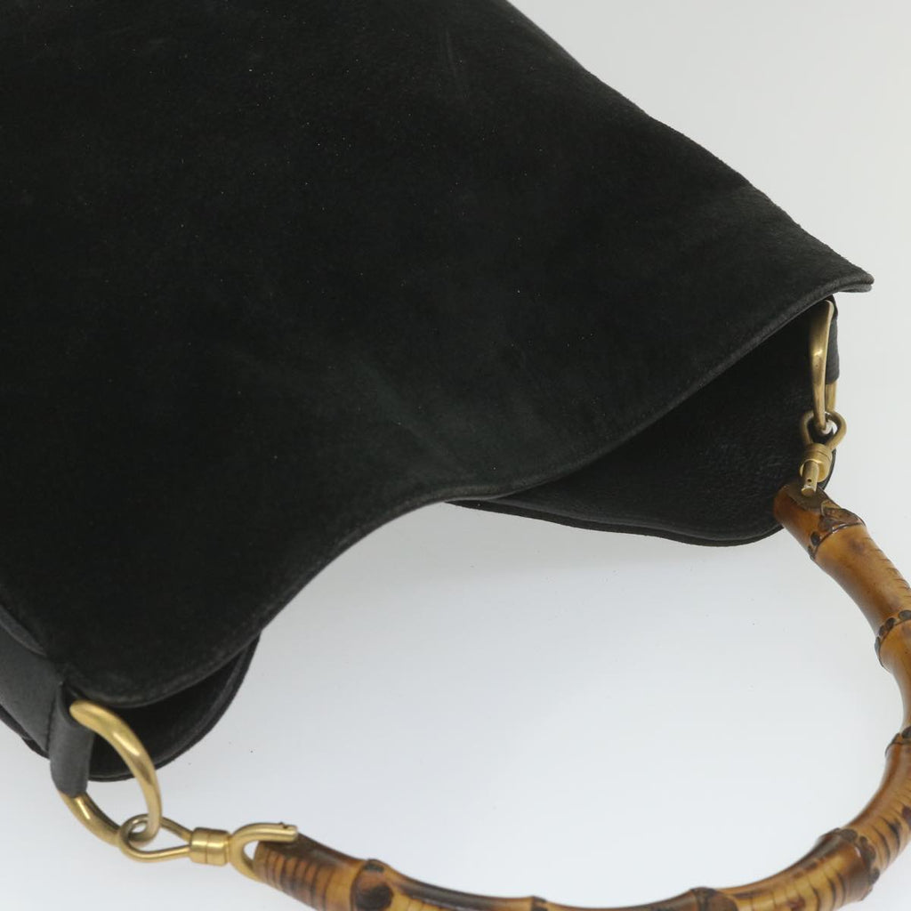 GUCCI Bamboo Shoulder Bag Suede Black 001 1781 1638 yk9409