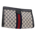 GUCCI GG Supreme Sherry Line Clutch Bag Navy Red gray 67.014.2125 yk9434