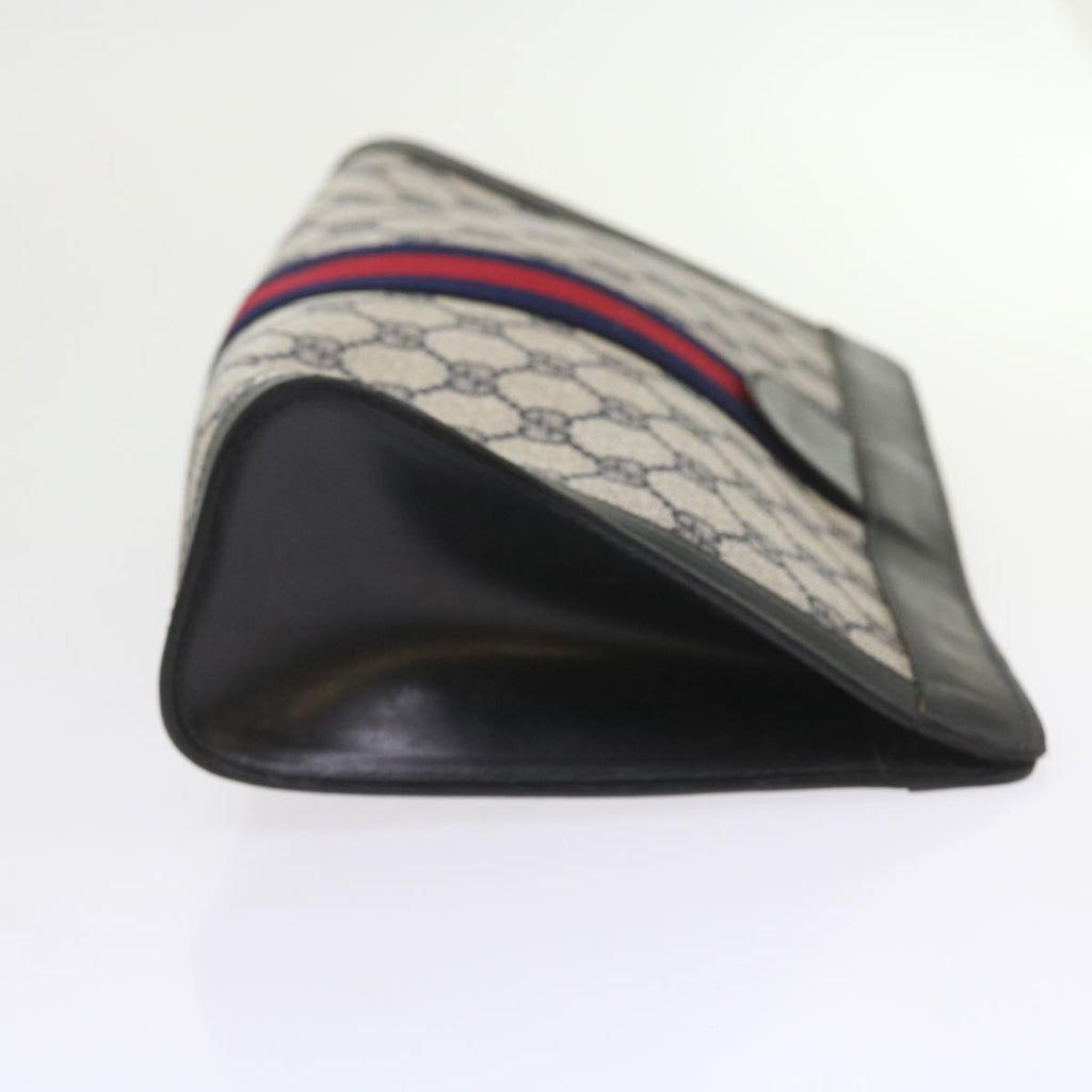GUCCI GG Supreme Sherry Line Clutch Bag Navy Red gray 67.014.2125 yk9434