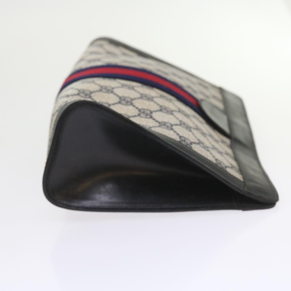 GUCCI GG Supreme Sherry Line Clutch Bag Navy Red gray 67.014.2125 yk9434