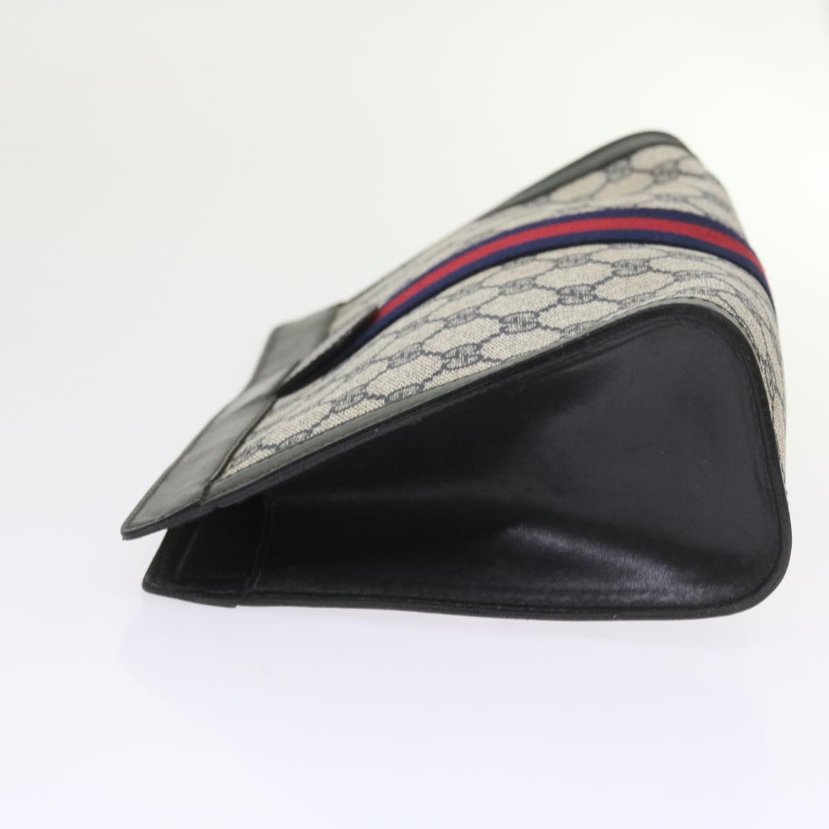 GUCCI GG Supreme Sherry Line Clutch Bag Navy Red gray 67.014.2125 yk9434