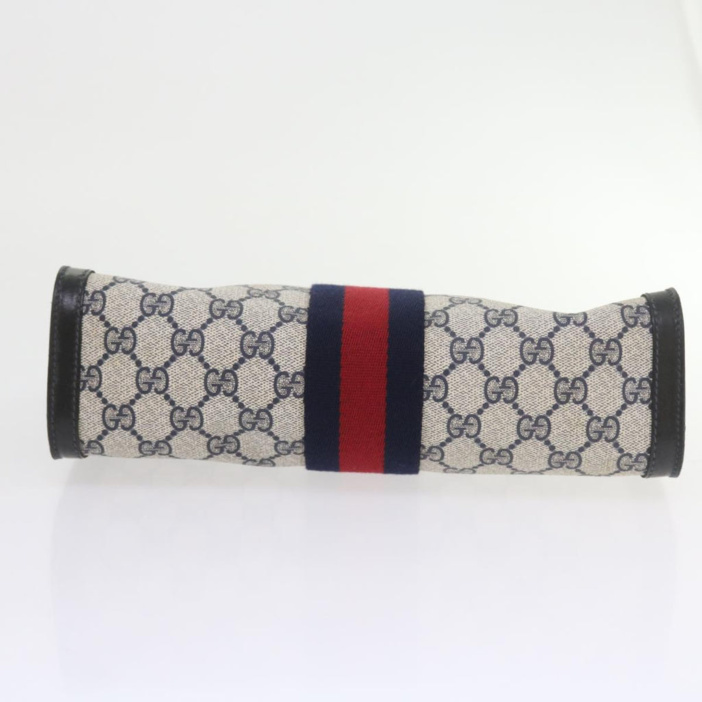 GUCCI GG Supreme Sherry Line Clutch Bag Navy Red gray 67.014.2125 yk9434