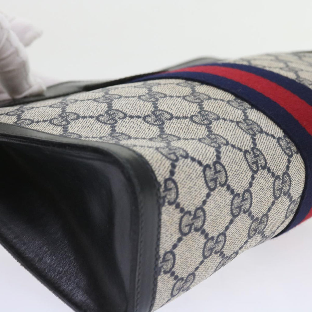GUCCI GG Supreme Sherry Line Clutch Bag Navy Red gray 67.014.2125 yk9434