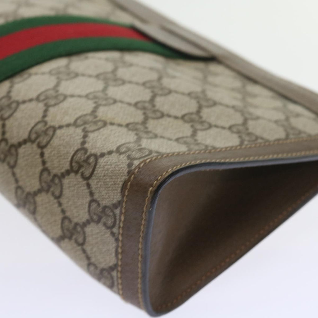 GUCCI GG Supreme Web Sherry Line Clutch Bag Beige Red 89 01 002 yk9437