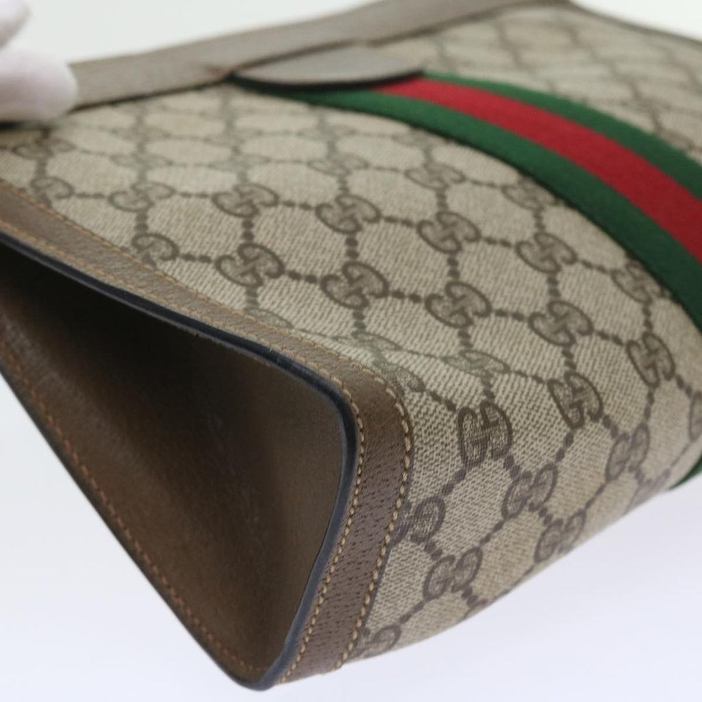 GUCCI GG Supreme Web Sherry Line Clutch Bag Beige Red 89 01 002 yk9437